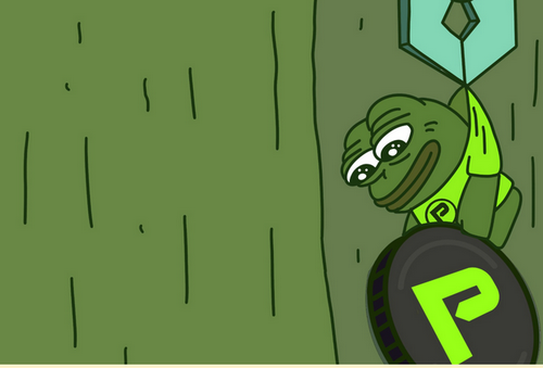 Pepenodeのミームがクレーンに引っ張られている様子