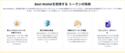 $BESTトークンの特典が説明されている