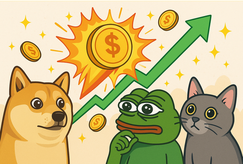 主要ミームが爆上がりするコインを眺めている様子