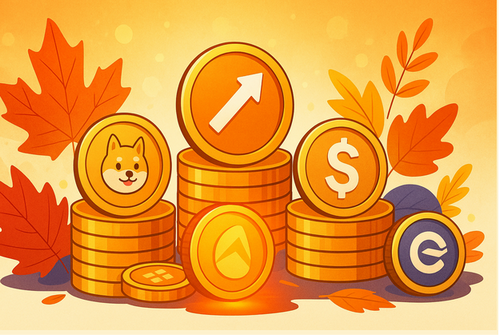 秋シーズンに爆上がりが期待できる仮想通貨が並んでいる様子