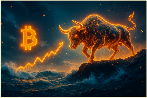 荒波を走るブルランの闘牛とビットコイン