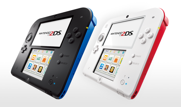 2DS本体と3DS本体の比較画像をご覧下さい