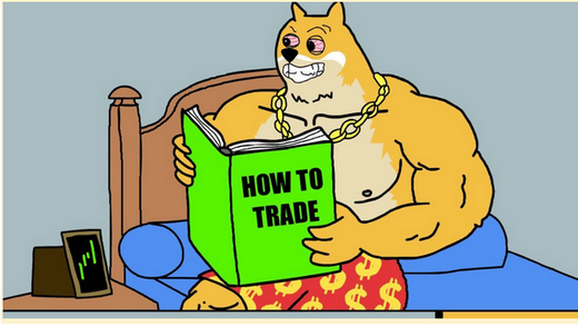 Maxi Dogeのミームが本を読んでいる様子