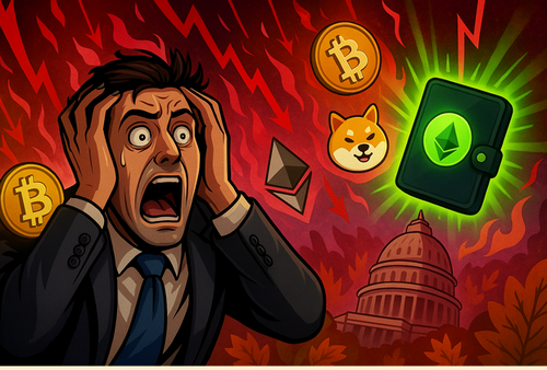 仮想通貨の投資家が恐怖に怯えている様子と希望の仮想通貨ウォレット