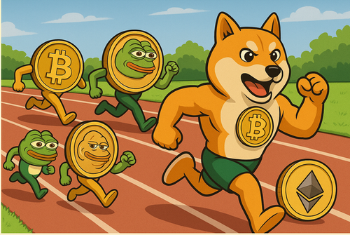 爆上がりを目指してミームコインが競争している様子