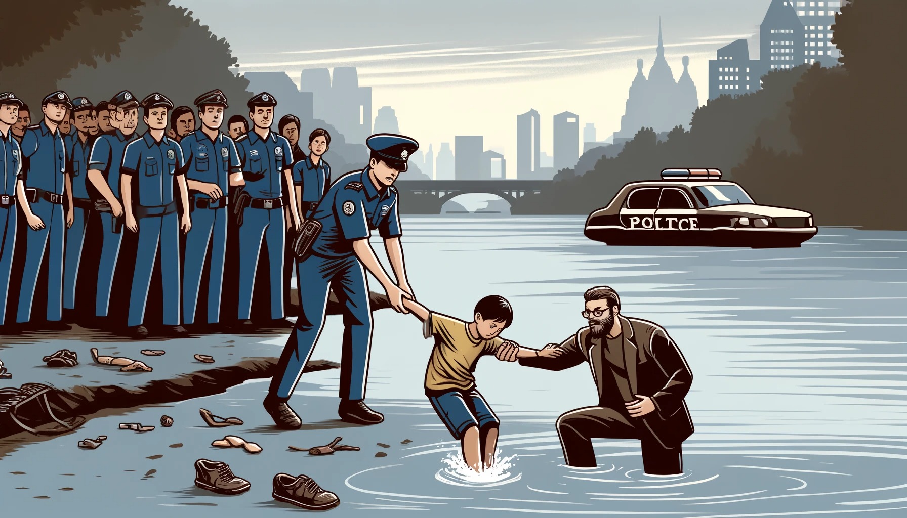 日本の警察「川で子供が溺れてる？チッ…靴濡れるのだりーな（ﾓﾀﾓﾀ）」正義のおじさん（ｽｯ）