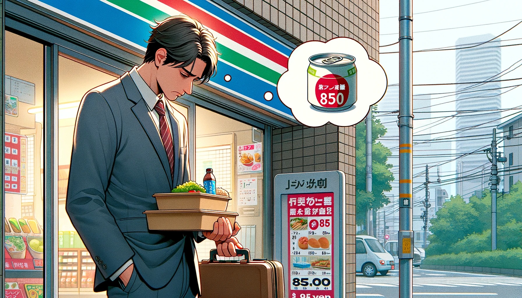 【悲報画像】サラリーマン「コンビニで質素な昼ご飯買ったら850円もした????」