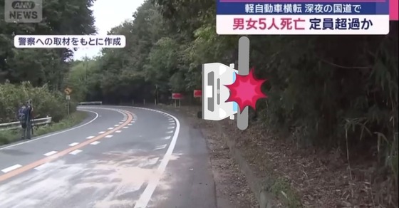 【動画】5人死亡の6人乗り軽自動車事故の再現VTRがこちら