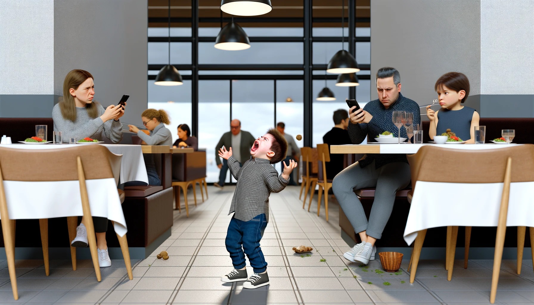 【地獄】飲食店で奇声を上げ料理投げる子ども、スマホ見て注意しない親、店主の本音「出禁にしたい」