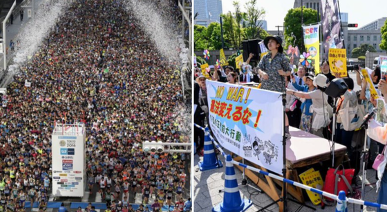 【比較画像】東京マラソン3.6万人 vs 国会前デモ3.6万人、同じ人数とは思えなくて草ｗｗｗ
