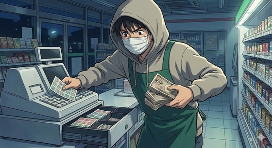 【悲報】スキマバイトさん、コンビニ夜勤中に現金と切手を盗んでしまう