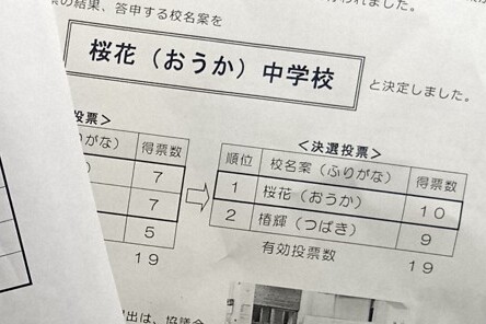 【悲報】統合中学の校名案「桜花」　特攻機名と重なり市民団体が再考求める