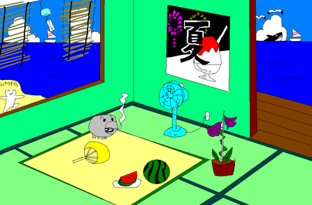夏っぽい壁紙を描いた-041