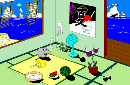 夏っぽい壁紙を描いた-047