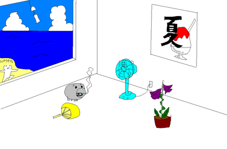 夏っぽい壁紙を描いた-015