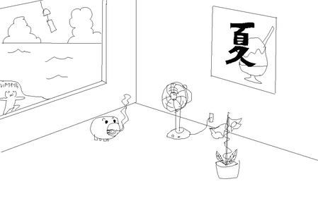 夏っぽい壁紙を描いた-010