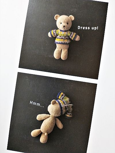 【一点物】手編み　HAND KNIT テディベア　総編み込み　刺繍　希少 刺しゅう•クロスステッチ 渡部友子 | . テディベアのクロス