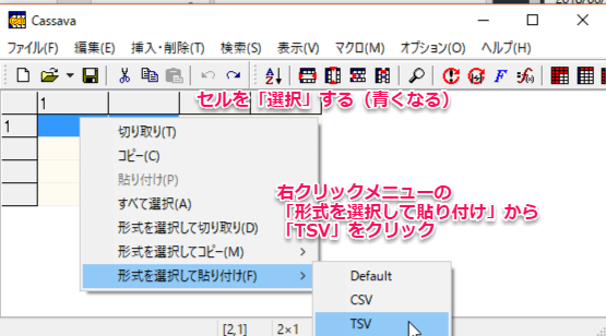 Excelのデータをcassava Editorにコピー ペーストする方法 出来ないなりにも何かやる