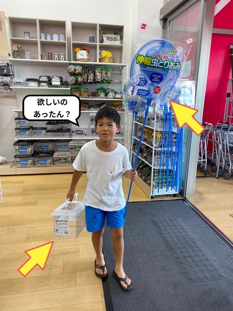 勘違いしている虫取り名人。