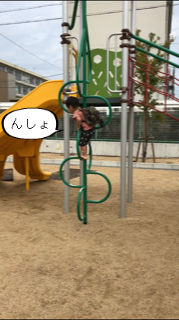 はっちゃんの挑戦！　まぁまぁの難易度の遊具。
