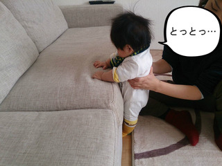 バッタみたいなジャンプハイハイしか出来んけど、立つ練習開始！