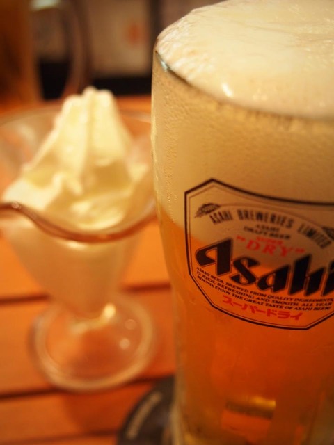 ビールとソフトクリーム