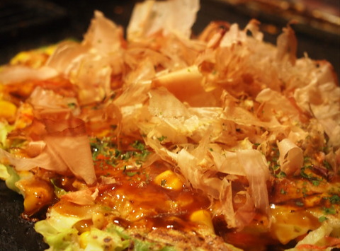 コーンのお好み焼き