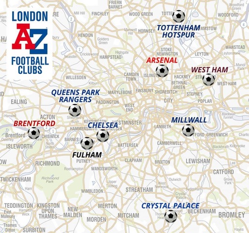 ロンドンサッカースタジアムの地図