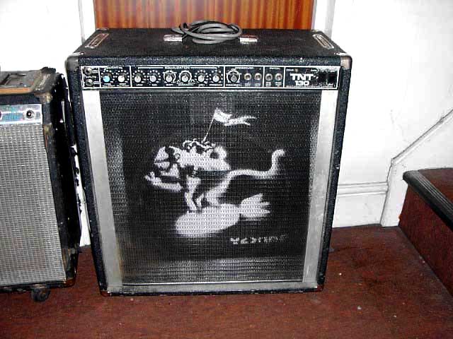 guitar amp sprayed by BANKSY