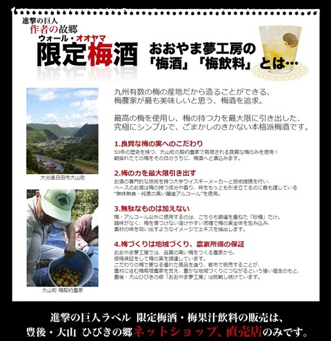 進撃の巨人　梅酒　コラボ　大分県日田市 7