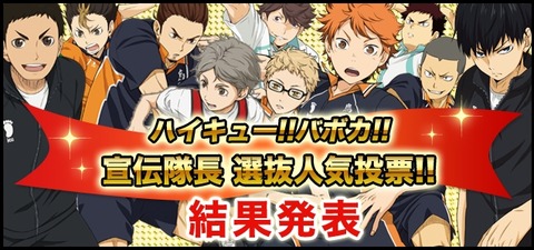 バボカ ハイキュー キャラ人気投票の最終結果ｗｗｗバレー部じゃないだろｗｗｗｗｗｗ あにこ便