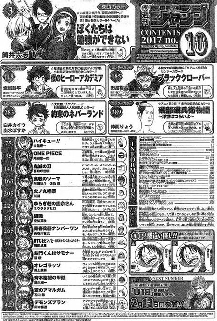 今週のジャンプ掲載順www ねいろ速報さん