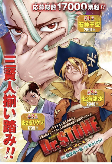 Dr Stone ドクターストーン コハク6位 ゲン3位 龍水2位 大樹10位 人気投票 漫画まとめ うさちゃんねる
