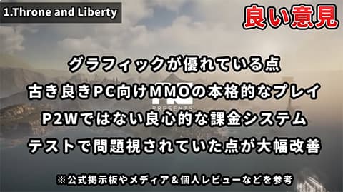 超大作MMO『Throne and Liberty』評価