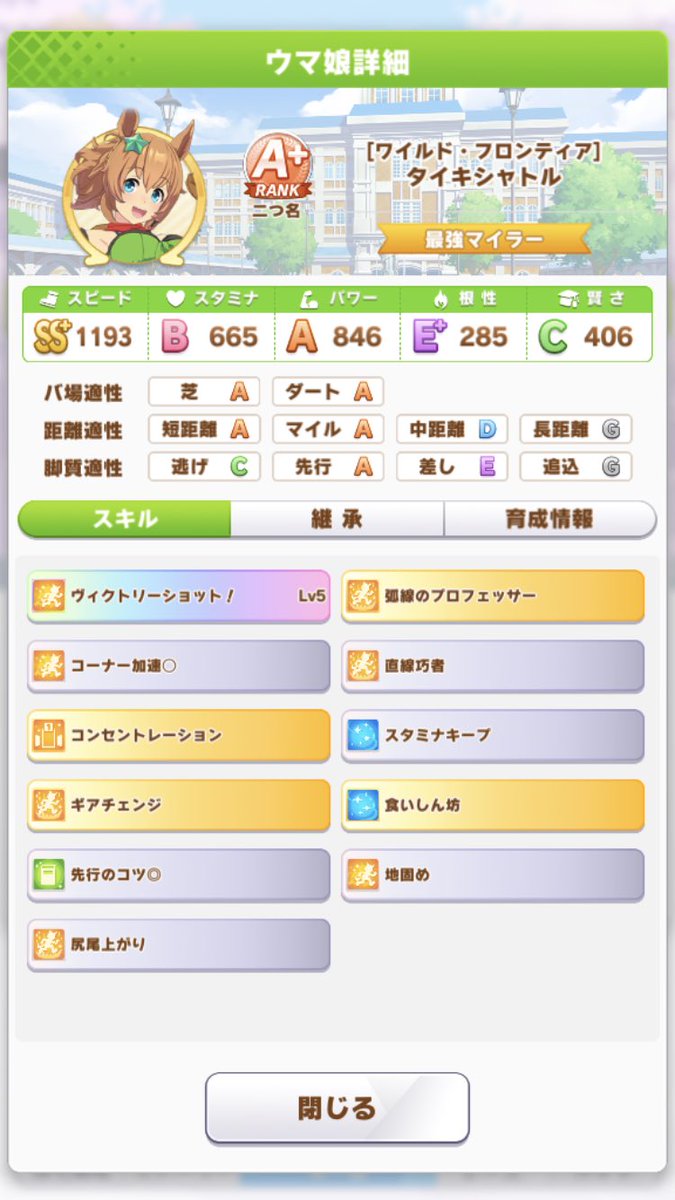 育成 初心者にお勧め ウマ娘 タイキシャトル 育成方法についてまとめてみました くまのゲームまとめブログ