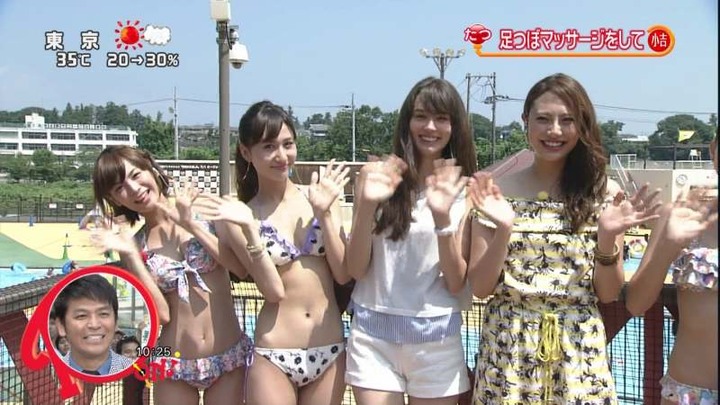 東京サマーランドでお天気お姉さんやモデルが水着になってる 1