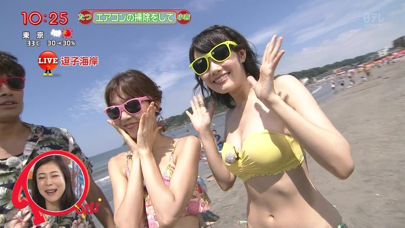 お天気お姉さんの窪真理と原田ゆかの水着キャプ画像 8