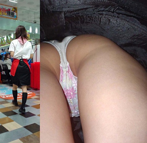 【素人パンチラ逆さ撮り盗撮エロ画像】エロいパンツ履いてると興奮するよなｗｗｗｗｗ 9