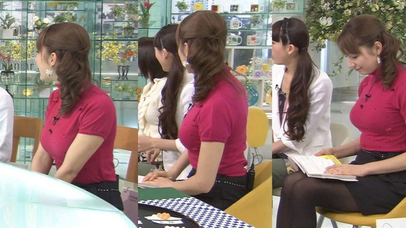 巨乳女子アナのパンチラや胸チラがエロいキャプ画像 3