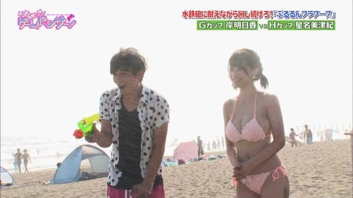 星名美津紀、岸明日香が相撲対決でポロリしてるエロキャプ画像 27