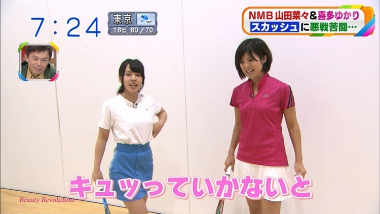 NMB48山田菜々がスカッシュでアンスコパンチラしてるエロキャプ画像 11