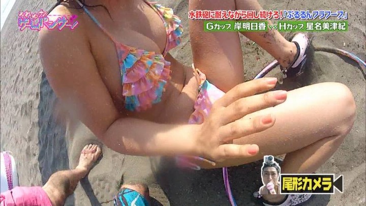星名美津紀、岸明日香が相撲対決でポロリしてるエロキャプ画像 31