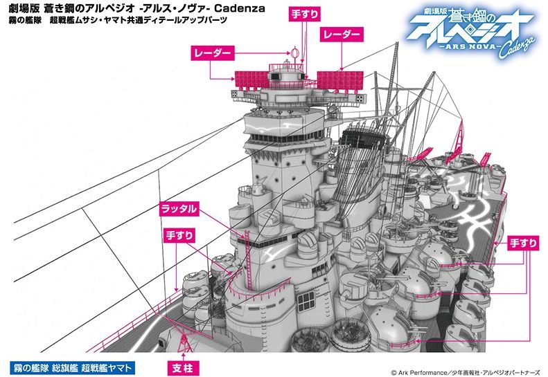 蒼き鋼のアルペジオ アルス ノヴァ 霧の艦隊 総旗艦 超戦艦ヤマト ムサシ スケール1 700 共通ディテールアップパーツも この形なんかいい