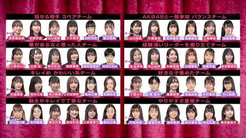 【AKB48】「OUT OF 48」ドラフト指名で各8チームが決定!課題曲は8曲の中から好きな曲を各チームが選んでいく