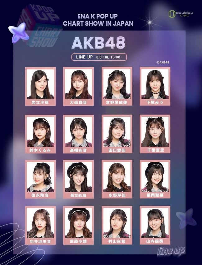 【AKB48】「2024 ENA K POP UP CHART SHOW IN JAPAN」の出演メンバーがこちら！！