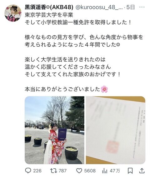 今春大学を卒業した48メンバー