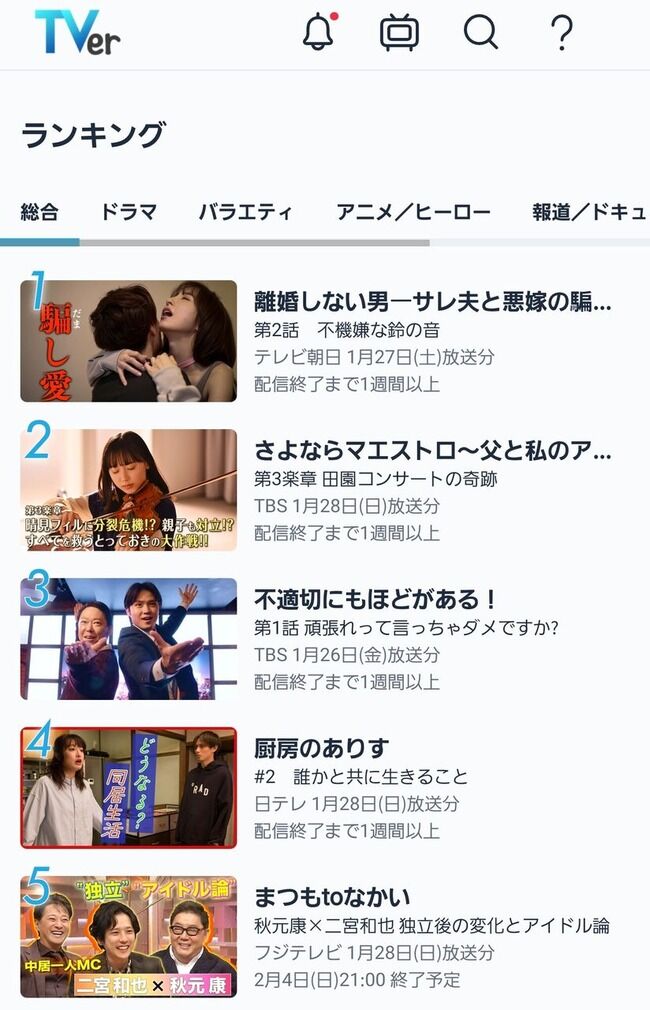 【朗報】篠田麻里子出演ドラマ2週目もTVer総合1位！！【元AKB48 離婚しない男第2話】