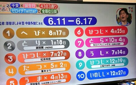 【悲報】藤園麗ゼロイチの占い2位なのに紹介すらされず