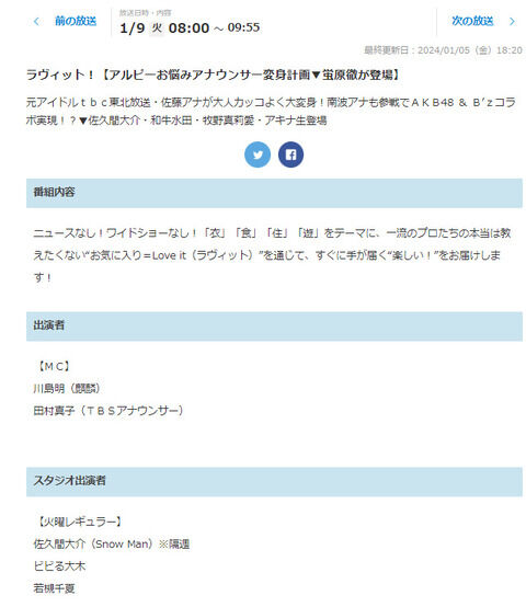 【朗報】元チーム8メンバー、TBS「ラヴィット！！」出演決定！！