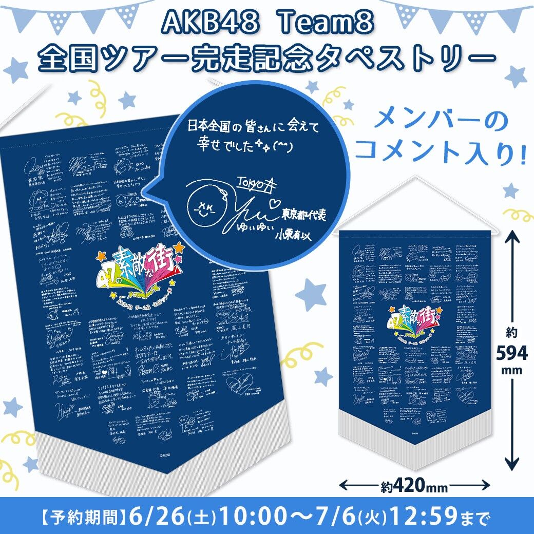 【6/26(土)10時予約開始】AKB48 チーム8 完走記念タペストリー・本田仁美生写真セット